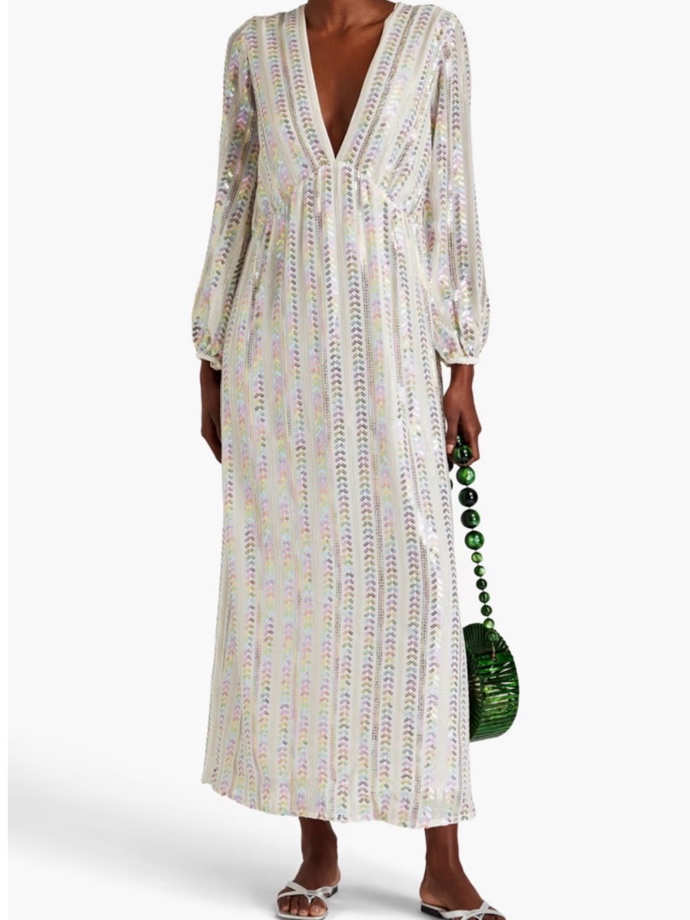 Sundress NWT Sequin Embellished Voile Kaftan Maxi Dress XL XXL Resort Cover Up